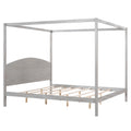 King Size Canopy Platform Bed With Headboard And Support Legs, Grey Wash Box Spring Not Required Grey Wood Pine