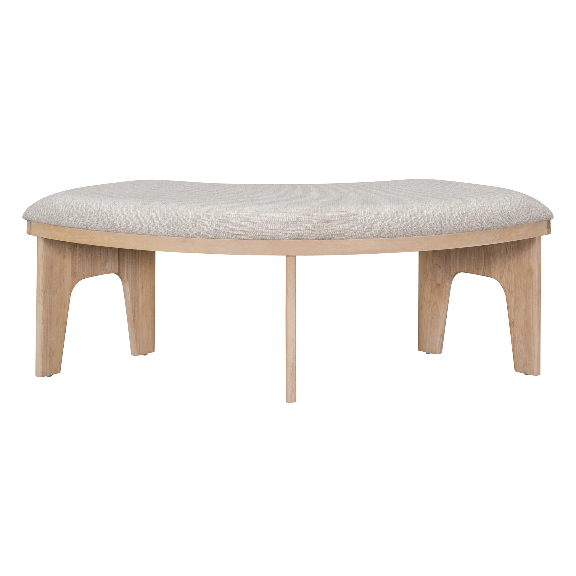 5 Piece Dining Table Set, 44" Round Dining Table With Curved Bench & Side Chairs For 4 5 People For Dining Room And Kitchen Natural Wood Wash Wood Dining Room Distressed Finish Rubberwood Round Dining Table With Chair And Bench Upholstered Chair Wood