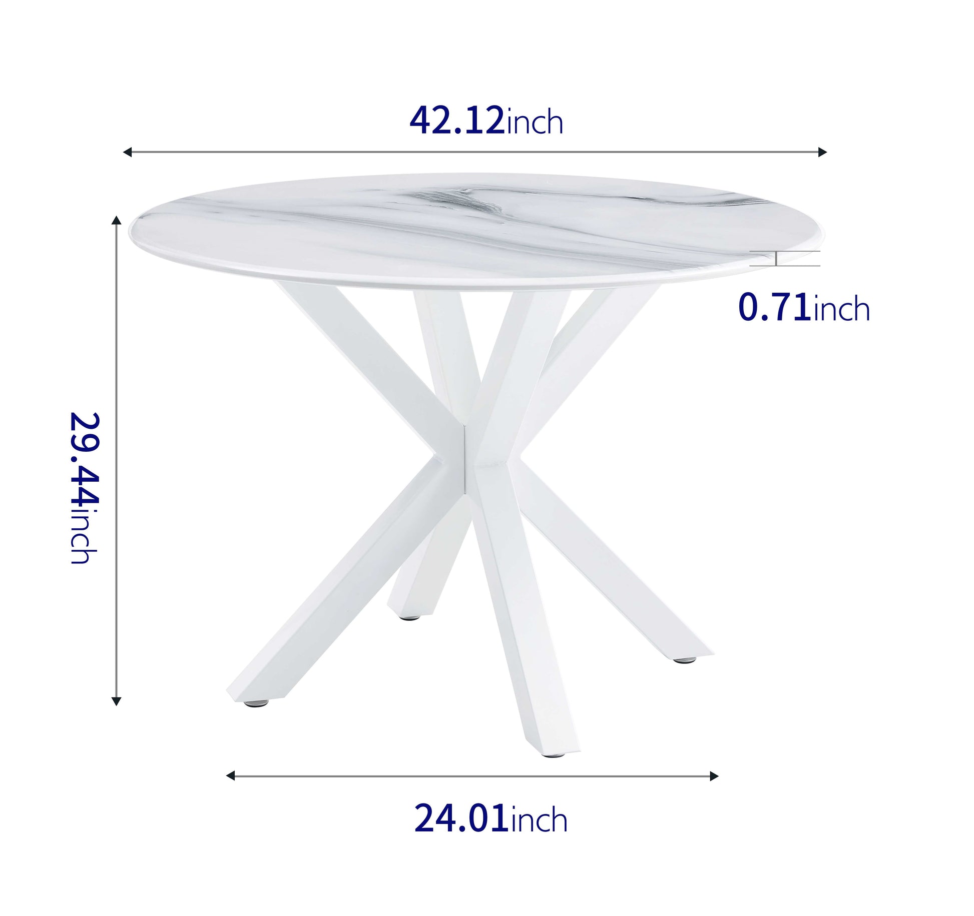 42.1"White Table Cross Leg Mid Century Dining Table For 4 6 People With Round Mdf Table Top, Pedestal Dining Table, End Table Leisure Coffee Table White Kitchen & Dining Tables Mdf