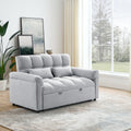 Loveseats Sofa Bed With Pull Out Bed,Adjsutable Back,Light Grey Grey Linen Wood Primary Living Space Medium Soft Tight Back Eucalyptus Pillow Top Arms Foam Linen 2 Seat