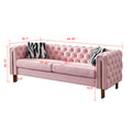 Chesterfield Modern Tufted Velvet Living Room Sofa, 84.25''W Couch,Pink Pink Foam Velvet