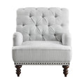 Luxurious Living Room Accent Chair 1Pc White Gray Fabric Upholstered Button Tufted Trim Modern Living Room Furniture Gray Primary Living Space Classic,Luxury,Modern Solid Wood