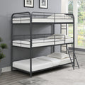 Furnituretriple Bunk Bed, Twin Twin Twin, Black Black Metal