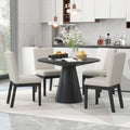 5 Piece Dining Set Retro Round Table With 4 Upholstered Chairs For Living Room, Dining Room Black Black Rubber Wood