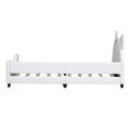 Teddy Fleece Twin Size Upholstered Daybed With Carton Ears Shaped Headboard, White Box Spring Not Required Twin White Wood Daybeds Upholstered