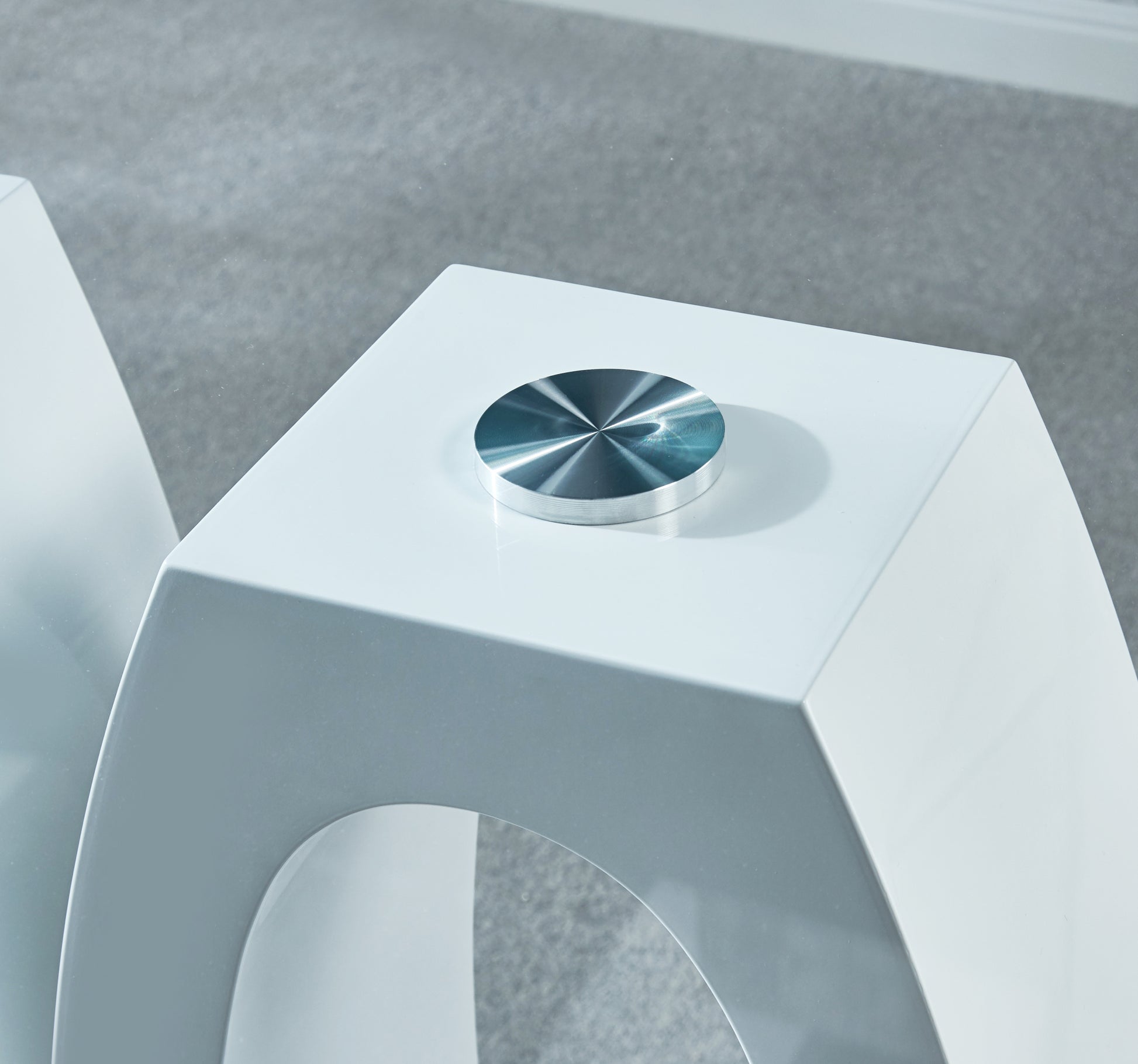 Contemporary Double Pedestal Dining Table, Tempered Glass Top With Mdf Base White Tempered Glass