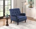 Luxurious Living Room Accent Chair 1Pc Blue Velvet Upholstered Button Tufted Trim Modern Living Room Furniture Blue Primary Living Space Classic,Luxury,Modern Solid Wood