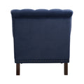 Luxurious Living Room Accent Chair 1Pc Blue Velvet Upholstered Button Tufted Trim Modern Living Room Furniture Blue Primary Living Space Classic,Luxury,Modern Solid Wood