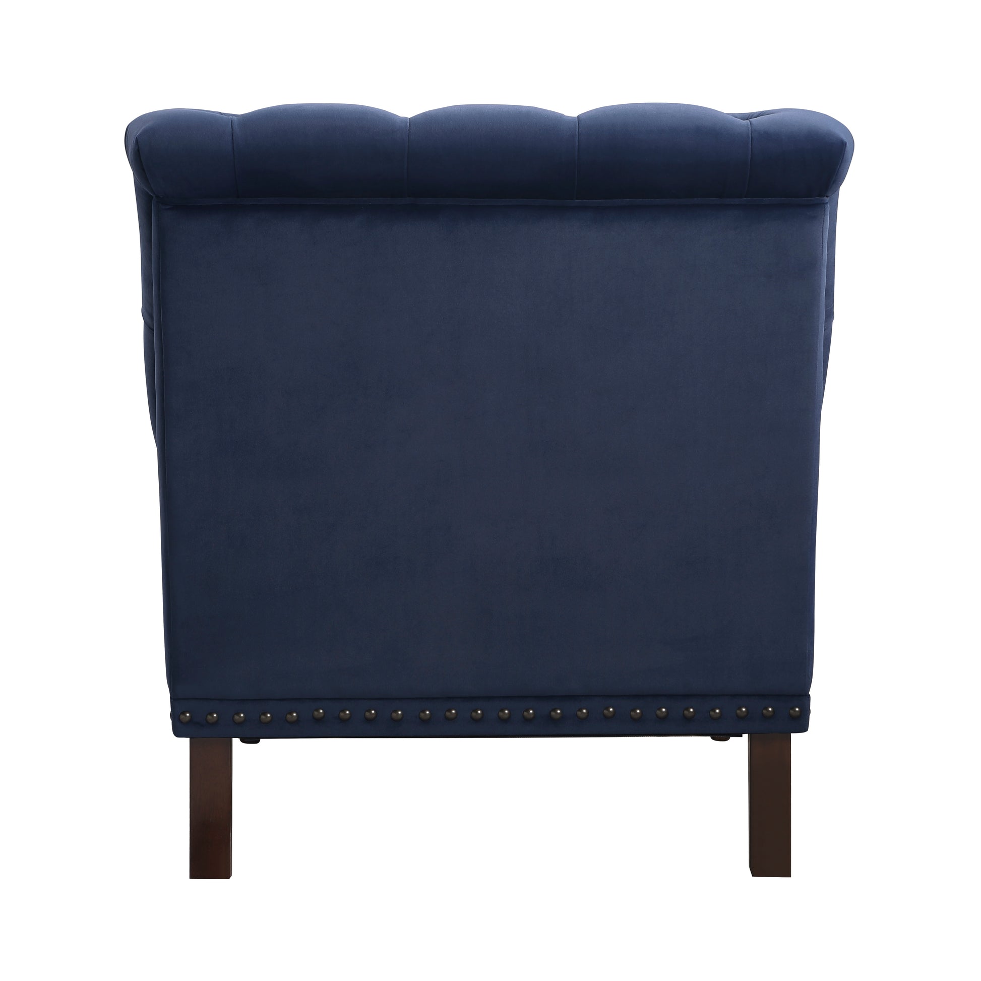 Luxurious Living Room Accent Chair 1Pc Blue Velvet Upholstered Button Tufted Trim Modern Living Room Furniture Blue Primary Living Space Classic,Luxury,Modern Solid Wood