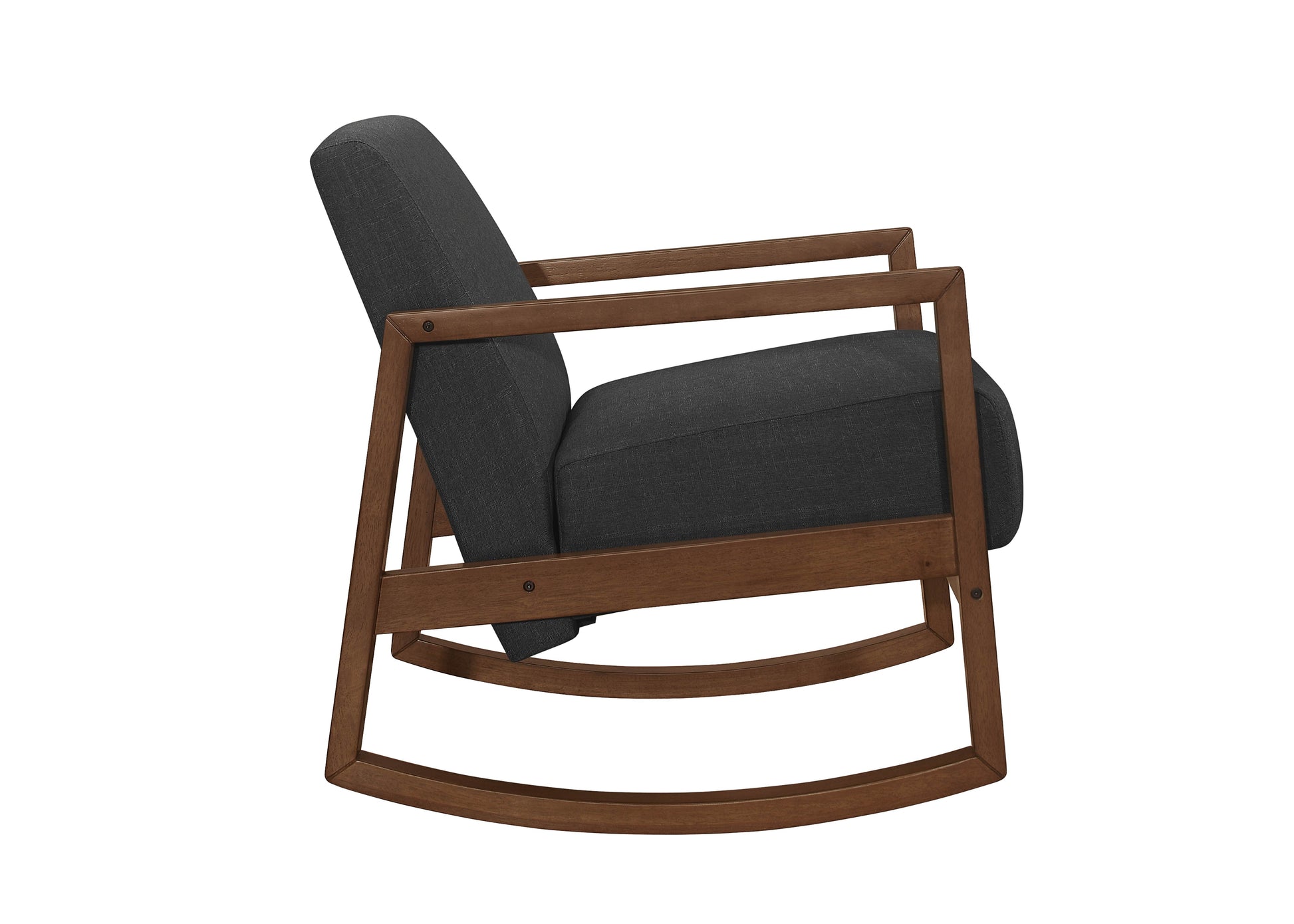 1Pc Rocker Accent Chair Modern Living Room Plush Cushion Dark Gray Soft Upholstery Hardwood Frame Elegant Style Comfort Relax Dark Gray Primary Living Space Modern Solid Wood