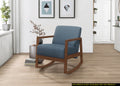 1Pc Rocker Accent Chair Modern Living Room Plush Cushion Blue Soft Upholstery Hardwood Frame Elegant Style Comfort Relax Blue Primary Living Space Modern Solid Wood