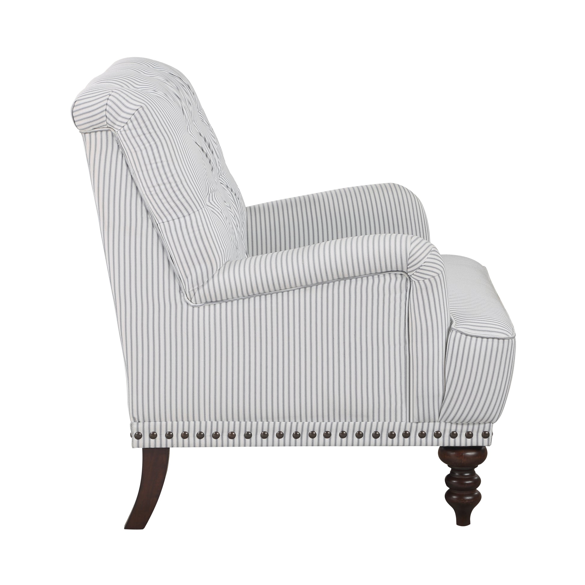 Luxurious Living Room Accent Chair 1Pc White Gray Fabric Upholstered Button Tufted Trim Modern Living Room Furniture Gray Primary Living Space Classic,Luxury,Modern Solid Wood