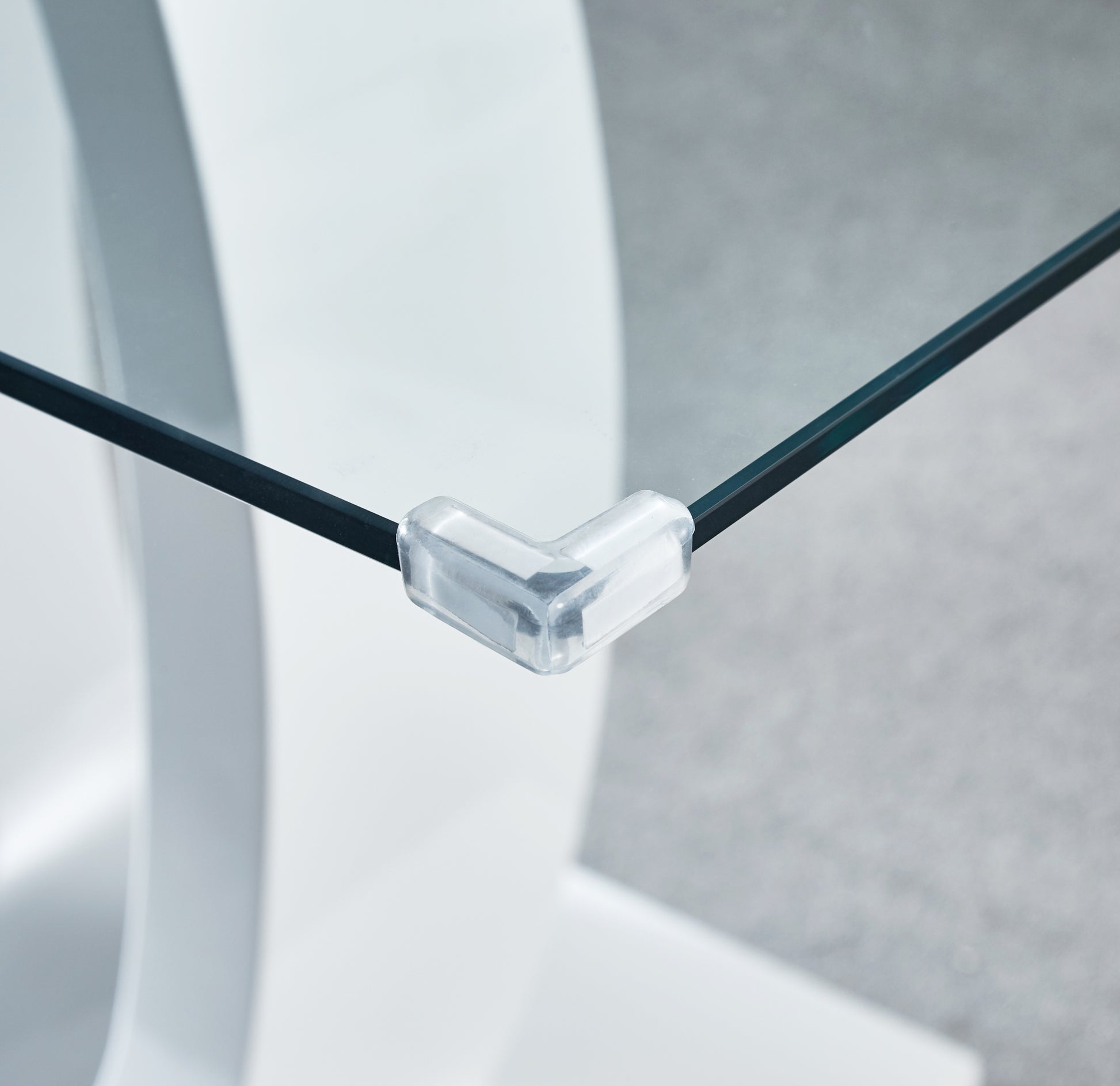 Contemporary Double Pedestal Dining Table, Tempered Glass Top With Mdf Base White Tempered Glass