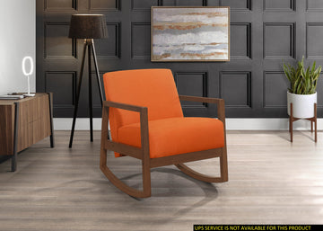 1Pc Rocker Accent Chair Modern Living Room Plush Cushion Orange Soft Upholstery Hardwood Frame Elegant Style Comfort Relax Orange Primary Living Space Modern Solid Wood