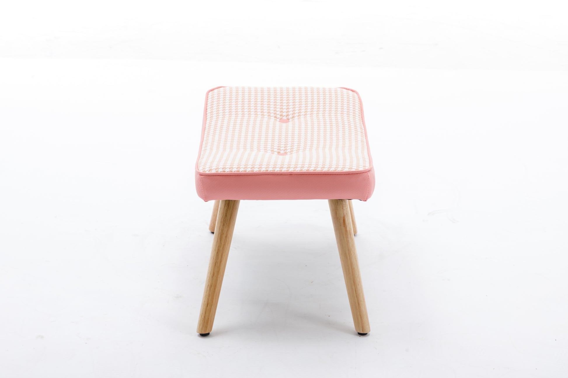 Wooden Step Ottoman,Wooden Step Stool For Adults,Square Cushion Foot Stool,Small Stool With Non Slip Pad,Wood Stool Suitable For Bedroom, Living Room And Kitchen Pink Pink Foam Linen