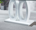Contemporary Double Pedestal Dining Table, Tempered Glass Top With Mdf Base White Tempered Glass