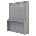 Queen Size Murphy Bed With A Shelf, Gray Box Spring Not Required Queen Gray Wood Bedroom Murphy Solid Wood Mdf