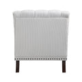Luxurious Living Room Accent Chair 1Pc White Gray Fabric Upholstered Button Tufted Trim Modern Living Room Furniture Gray Primary Living Space Classic,Luxury,Modern Solid Wood