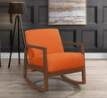 1Pc Rocker Accent Chair Modern Living Room Plush Cushion Orange Soft Upholstery Hardwood Frame Elegant Style Comfort Relax Orange Primary Living Space Modern Solid Wood