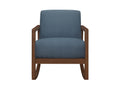 1Pc Rocker Accent Chair Modern Living Room Plush Cushion Blue Soft Upholstery Hardwood Frame Elegant Style Comfort Relax Blue Primary Living Space Modern Solid Wood
