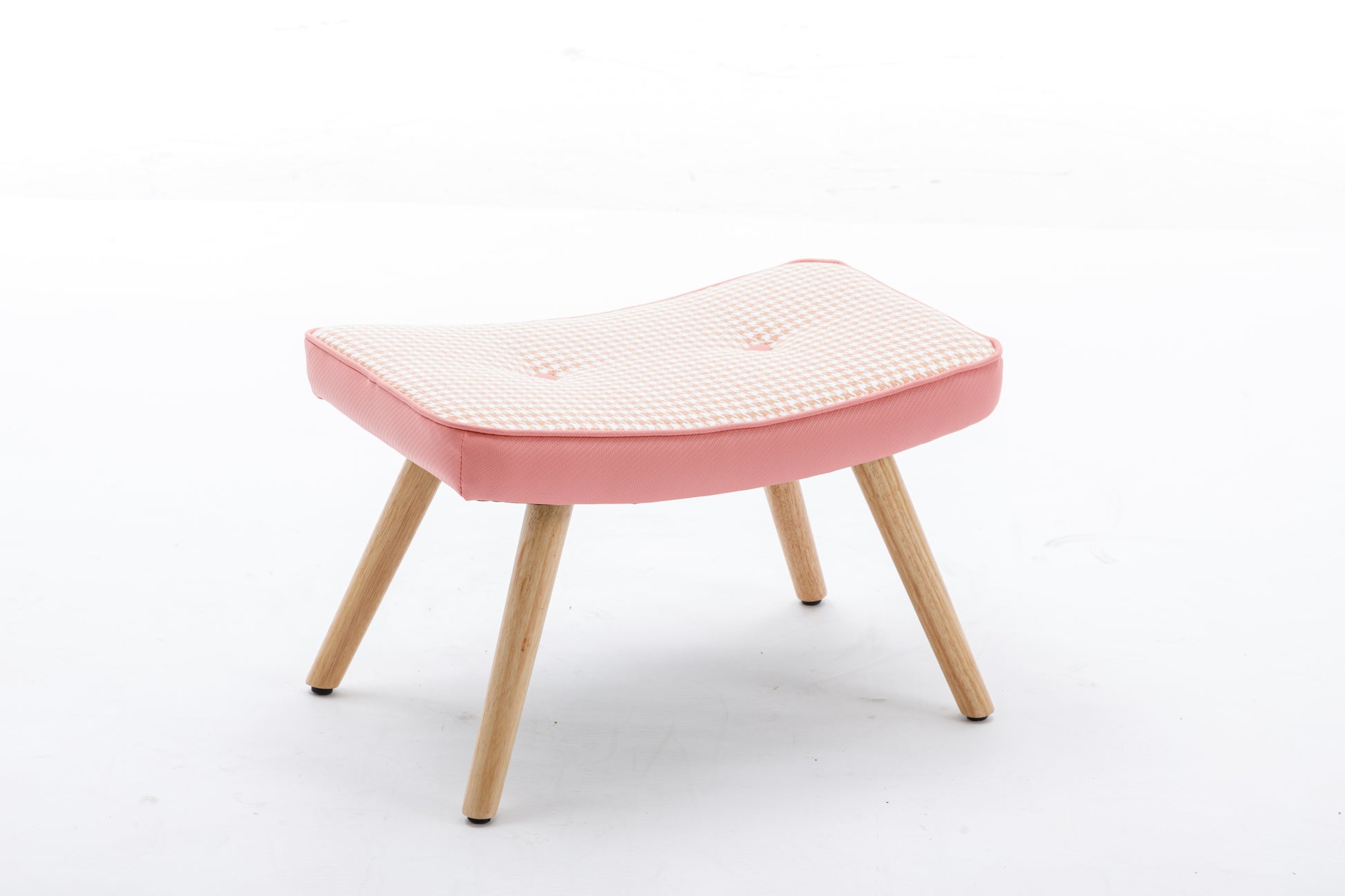 Wooden Step Ottoman,Wooden Step Stool For Adults,Square Cushion Foot Stool,Small Stool With Non Slip Pad,Wood Stool Suitable For Bedroom, Living Room And Kitchen Pink Pink Foam Linen