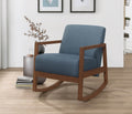 1Pc Rocker Accent Chair Modern Living Room Plush Cushion Blue Soft Upholstery Hardwood Frame Elegant Style Comfort Relax Blue Primary Living Space Modern Solid Wood