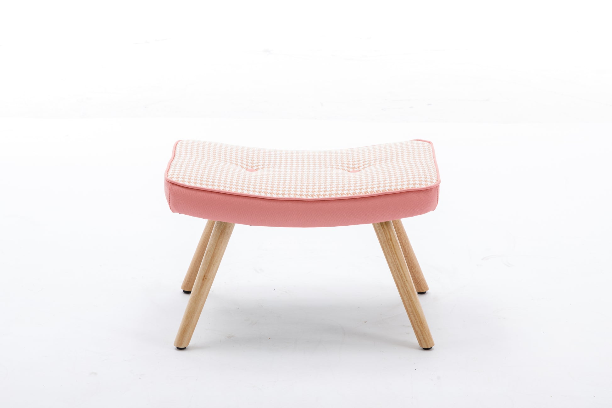 Wooden Step Ottoman,Wooden Step Stool For Adults,Square Cushion Foot Stool,Small Stool With Non Slip Pad,Wood Stool Suitable For Bedroom, Living Room And Kitchen Pink Pink Foam Linen