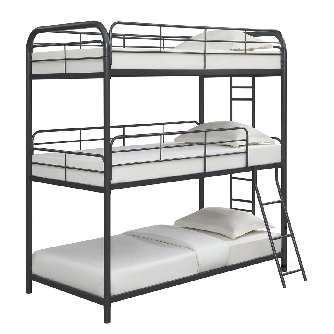 Furnituretriple Bunk Bed, Twin Twin Twin, Black Black Metal