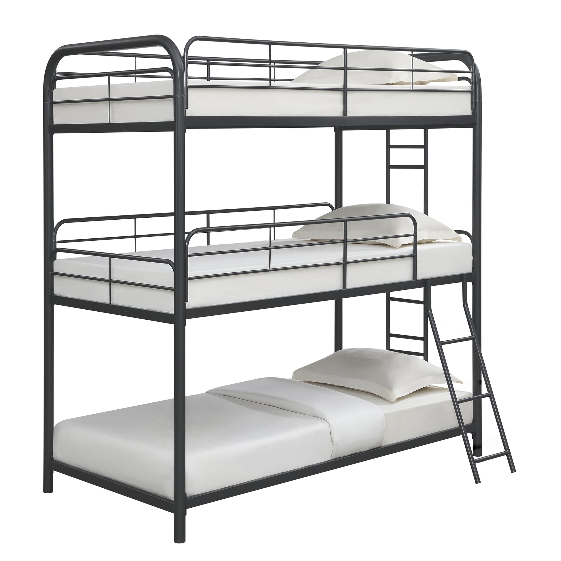 Furnituretriple Bunk Bed, Twin Twin Twin, Black Black Metal