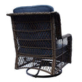 Outdoor Bistro Set 3 Pieces, Outdoor Resin Wicker Swivel Rocker Patio Chair, 360 Degree Swivel Rocking Chairs And Tempered Glass Top Side Coffee Table, Outdoor Rattan Conversation Sets Navy Blue Yes Complete Patio Set Navy Blue Weather Resistant Frame
