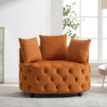 Width 40.6 Inches Accent Chair Classical Barrel Chair For Living Room Modern Leisure Sofa Chair Orange Orange Primary Living Space American Design Foam Velvet