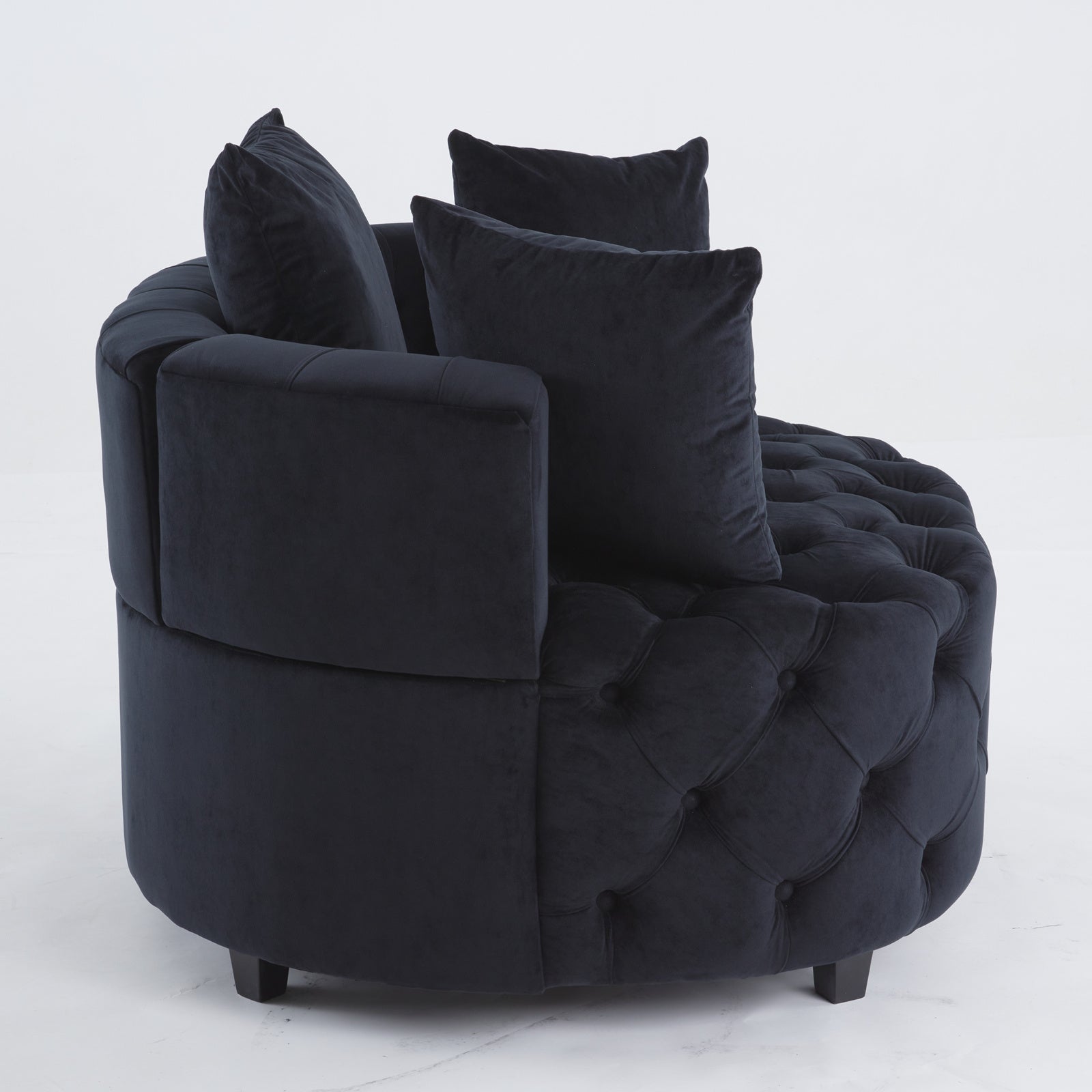 Width 40.6 Inches Accent Chair Classical Barrel Chair For Living Room Modern Leisure Sofa Chair Black Black Primary Living Space American Design Foam Velvet