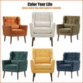Modern Accent Chair Upholstered Foam Filled Living Room Chairs Comfy Reading Chair Mid Century Modern Chair With Chenille Fabric Lounge Arm Chairs Armchair For Living Room Bedroom Yellow Yellow Light Brown Primary Living Space Modern Rubberwood Foam