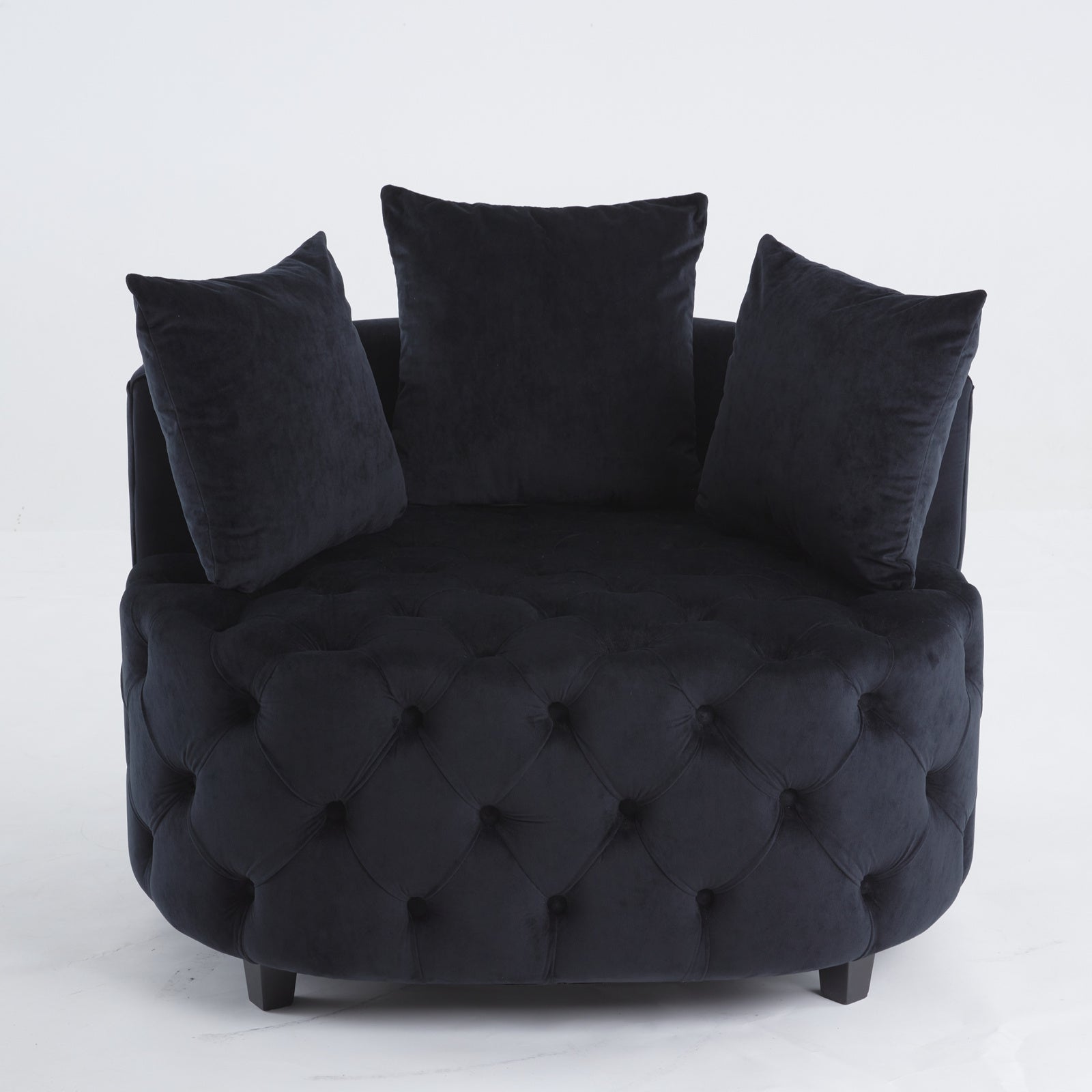Width 40.6 Inches Accent Chair Classical Barrel Chair For Living Room Modern Leisure Sofa Chair Black Black Primary Living Space American Design Foam Velvet