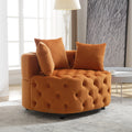 Width 40.6 Inches Accent Chair Classical Barrel Chair For Living Room Modern Leisure Sofa Chair Orange Orange Primary Living Space American Design Foam Velvet