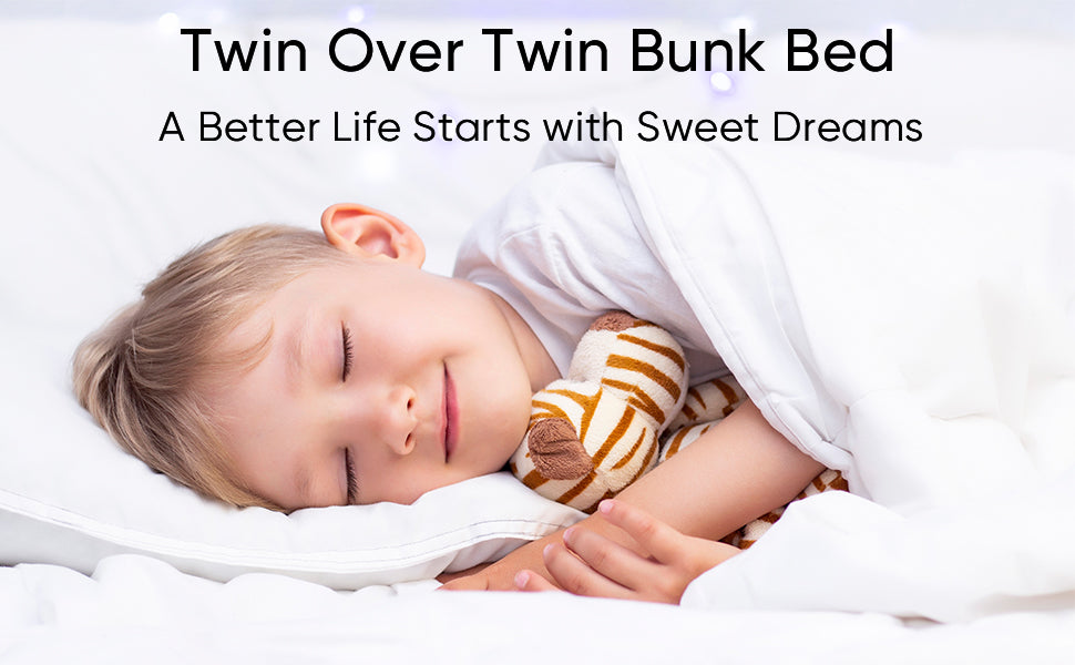 Twin Over Twin Metal Bunk Bed,Metal Structure Bedframe With Safety Guardrails And 2 Ladders,Convertible Bunkbeds,No Spring Box Required And Space Saving Design,White Box Spring Not Required Twin