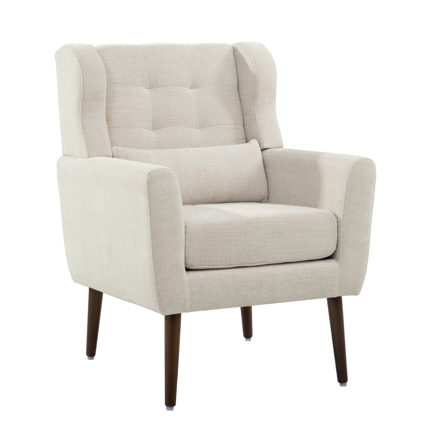Modern Accent Chair Upholstered Foam Filled Living Room Chairs Comfy Reading Chair Mid Century Modern Chair With Chenille Fabric Lounge Arm Chairs Armchair For Living Room Bedroom Beige Beige Light Brown Primary Living Space Modern Rubberwood Foam