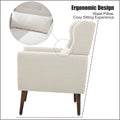 Modern Accent Chair Upholstered Foam Filled Living Room Chairs Comfy Reading Chair Mid Century Modern Chair With Chenille Fabric Lounge Arm Chairs Armchair For Living Room Bedroom Beige Beige Light Brown Primary Living Space Modern Rubberwood Foam