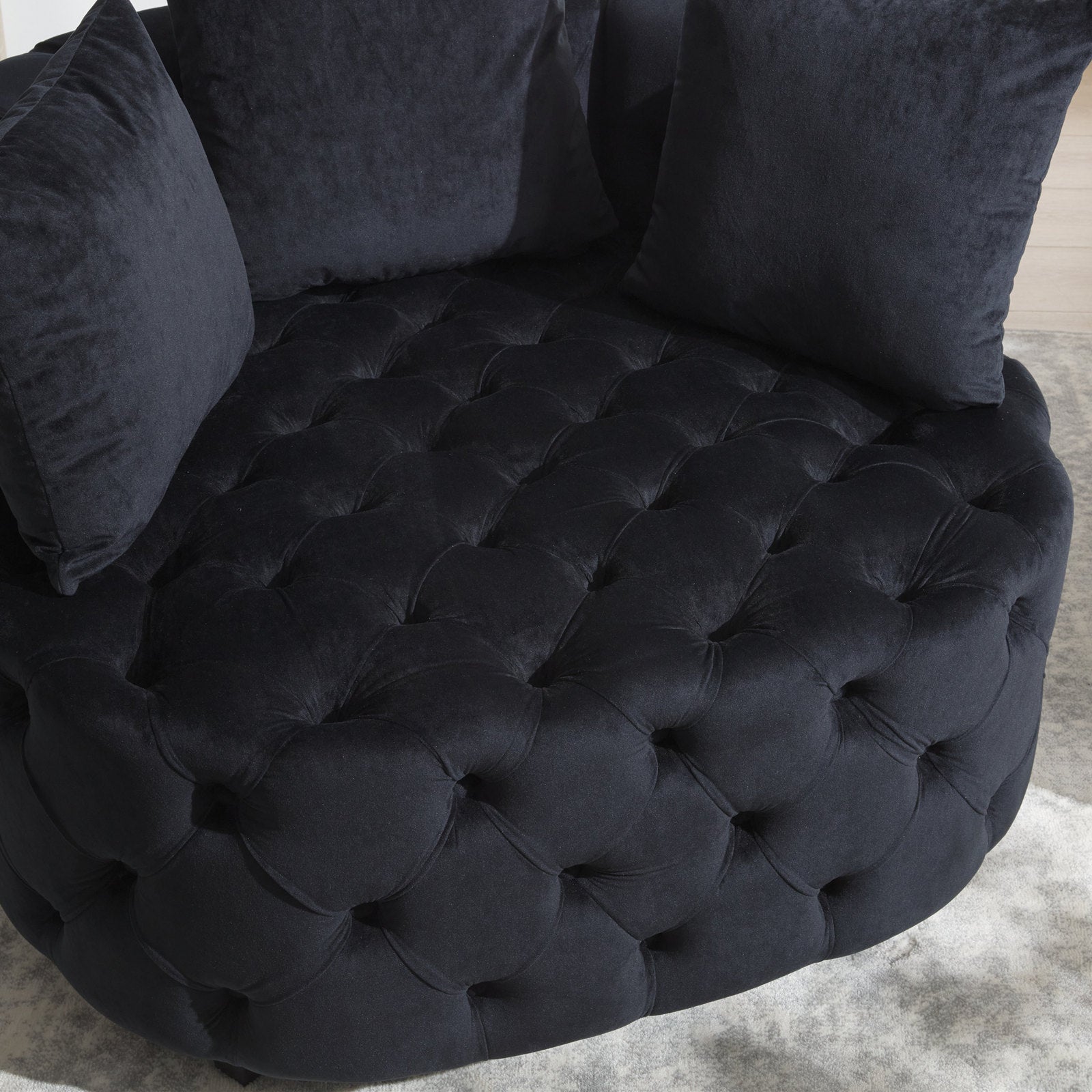 Width 40.6 Inches Accent Chair Classical Barrel Chair For Living Room Modern Leisure Sofa Chair Black Black Primary Living Space American Design Foam Velvet