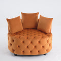 Width 40.6 Inches Accent Chair Classical Barrel Chair For Living Room Modern Leisure Sofa Chair Orange Orange Primary Living Space American Design Foam Velvet