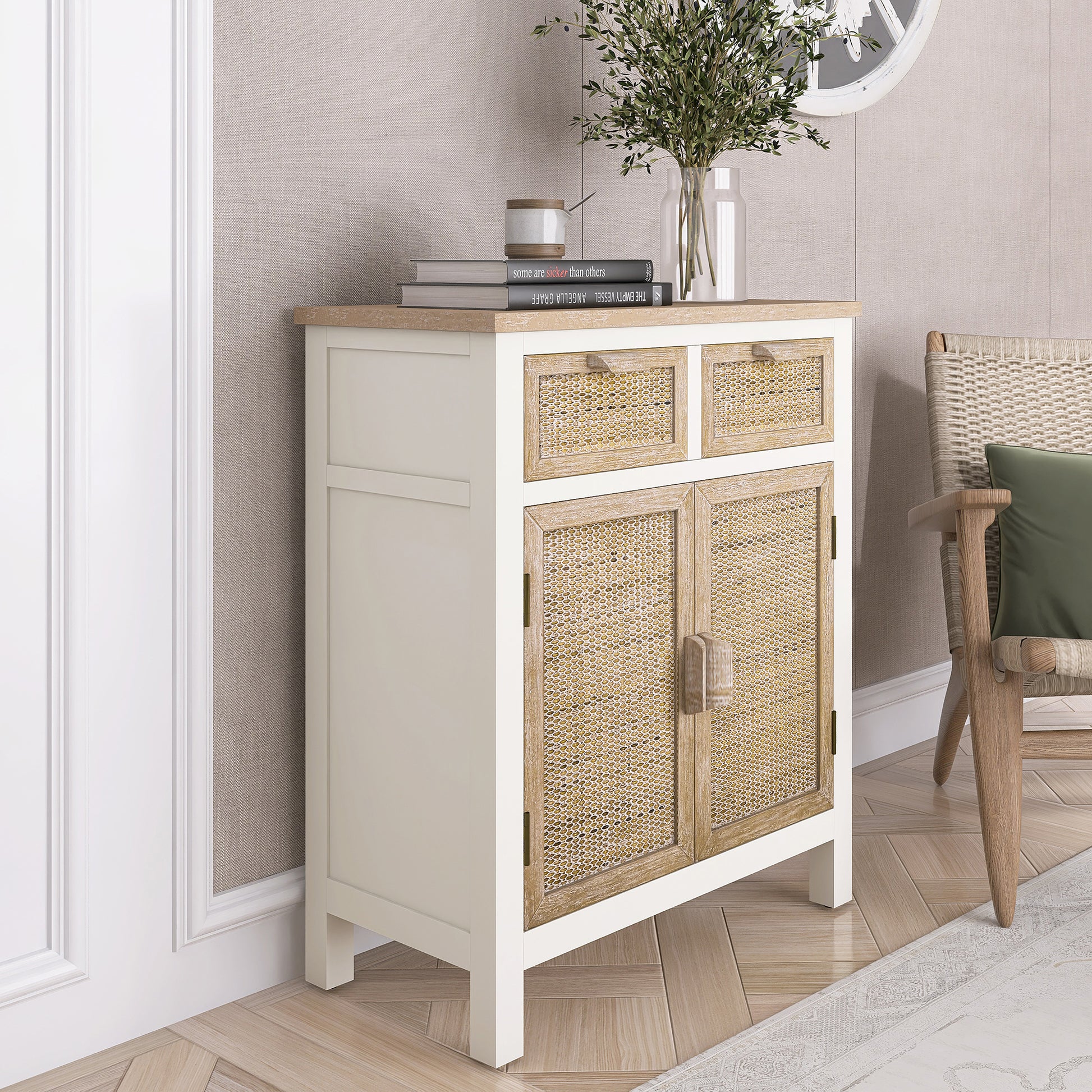 Accent Cabinet 1 2 Drawers Antique White Drawers Included Antique Mdf
