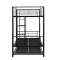 Over Twin Bunk Bed Frame With Trundle,Metal Bunkbed With Sturdy Guard Rail And 2 Sideladders For Kids Adults,Can Be Divided Into Two Beds, No Box Spring Needed, Noise Free For Dorm,Black Box Spring