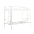 Twin Over Twin Metal Bunk Bed,Metal Structure Bedframe With Safety Guardrails And 2 Ladders,Convertible Bunkbeds,No Spring Box Required And Space Saving Design,White Box Spring Not Required Twin