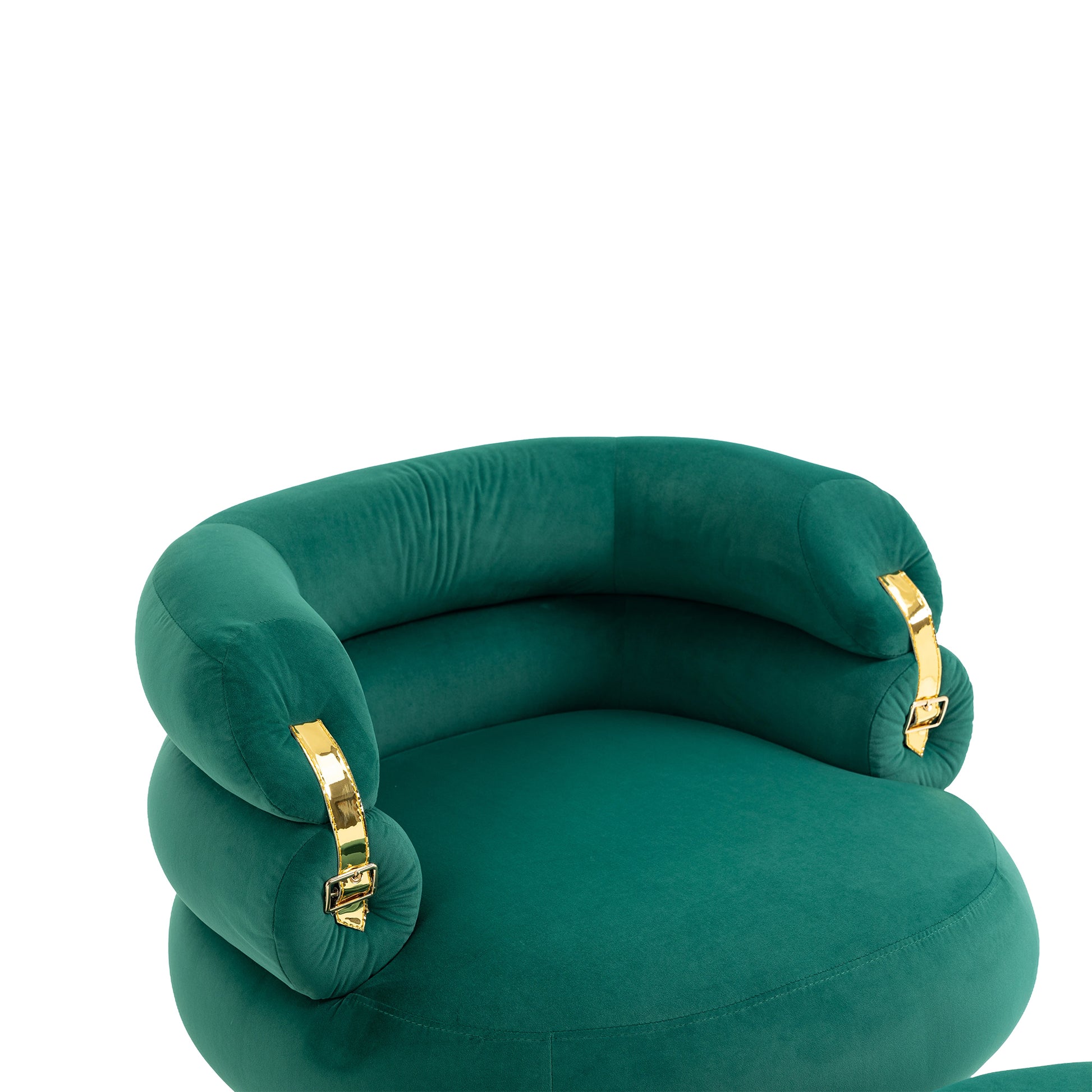 Coolmore Upholstered Velvet Barrel Accent Chair With Ottoman,Accent Comfy Lounge Arm Chair And Folding Footrest Stool Set,Single Sofa Armchair With Lounge Seat For Bedroom,Office Green Green Foam Velvet