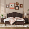 3 Pieces Bedroom Sets,Queen Size Wood Platform Bed And Two Nightstands Dark Walnut Walnut Wood