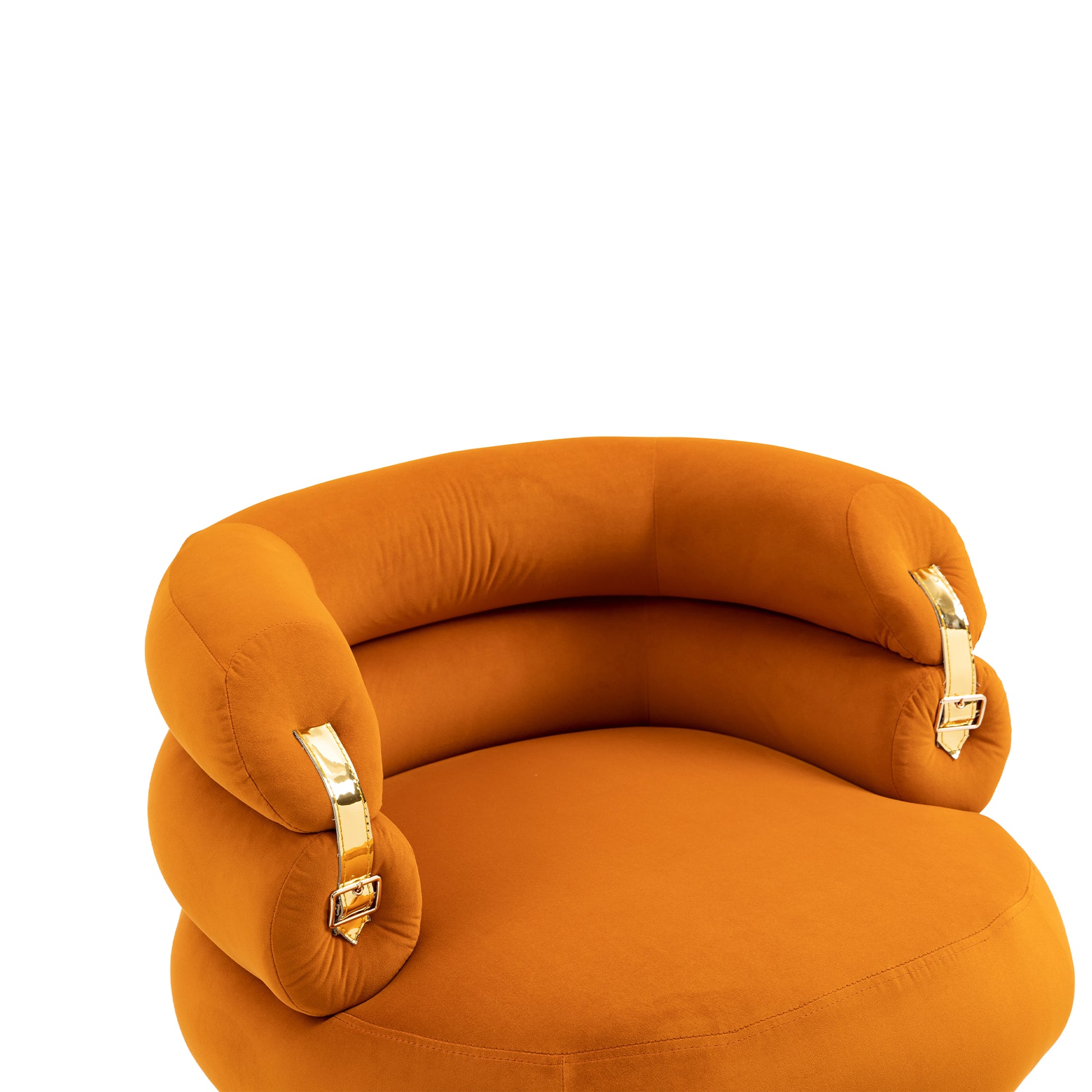 Coolmore Upholstered Velvet Barrel Accent Chair With Ottoman,Accent Comfy Lounge Arm Chair And Folding Footrest Stool Set,Single Sofa Armchair With Lounge Seat For Bedroom,Office Orange Orange Foam Velvet