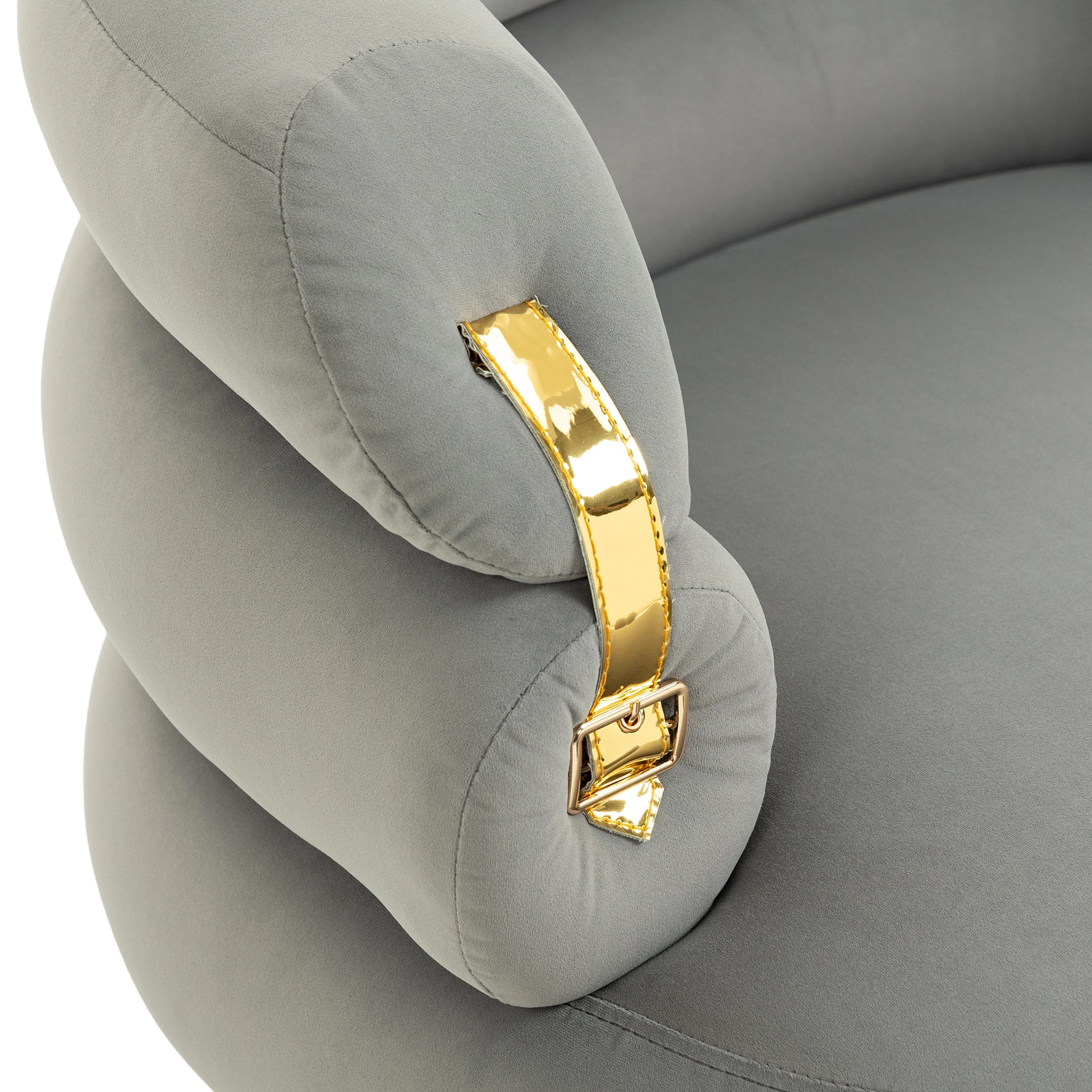 Coolmore Upholstered Velvet Barrel Accent Chair With Ottoman,Accent Comfy Lounge Arm Chair And Folding Footrest Stool Set,Single Sofa Armchair With Lounge Seat For Bedroom,Office Gray Gray Foam Velvet