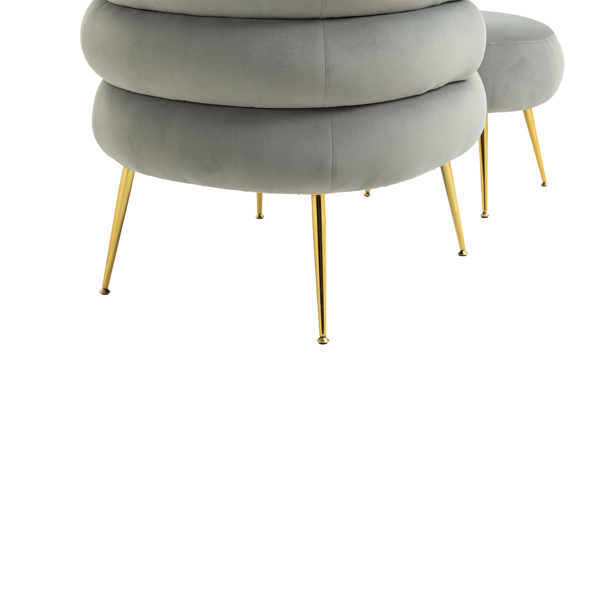 Coolmore Upholstered Velvet Barrel Accent Chair With Ottoman,Accent Comfy Lounge Arm Chair And Folding Footrest Stool Set,Single Sofa Armchair With Lounge Seat For Bedroom,Office Gray Gray Foam Velvet