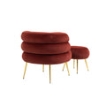 Coolmore Upholstered Velvet Barrel Accent Chair With Ottoman,Accent Comfy Lounge Arm Chair And Folding Footrest Stool Set,Single Sofa Armchair With Lounge Seat For Bedroom,Office Wine Red Wine Red Foam Velvet