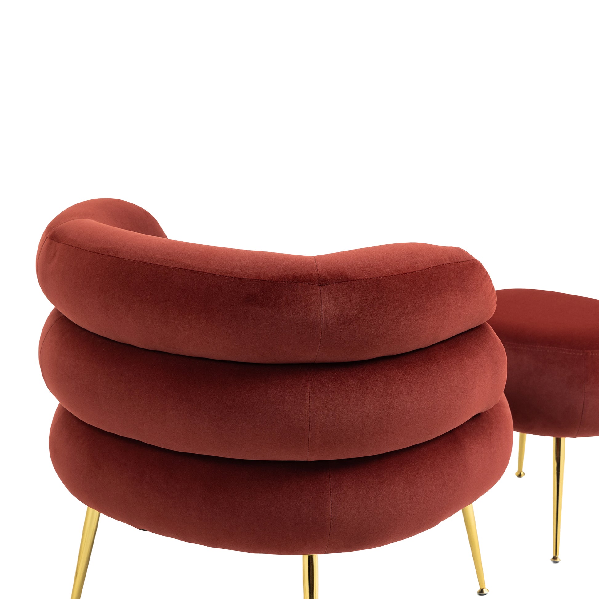Coolmore Upholstered Velvet Barrel Accent Chair With Ottoman,Accent Comfy Lounge Arm Chair And Folding Footrest Stool Set,Single Sofa Armchair With Lounge Seat For Bedroom,Office Wine Red Wine Red Foam Velvet